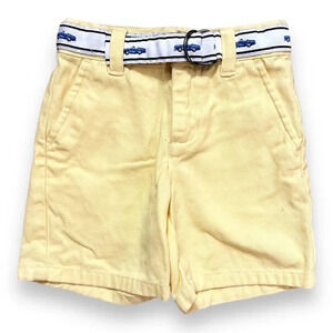 Janie and Jack Pale Yellow Cotton Shorts with White Belt